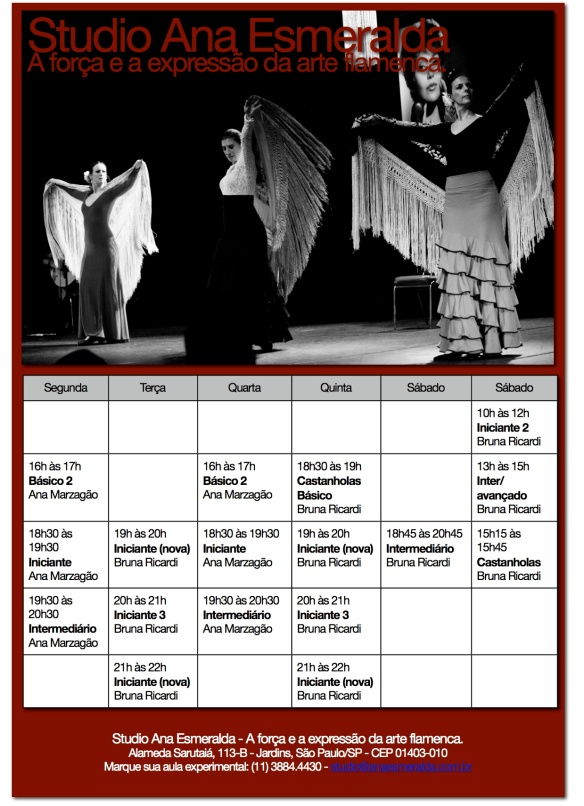 Tabela de horários - Flamenco 2014
